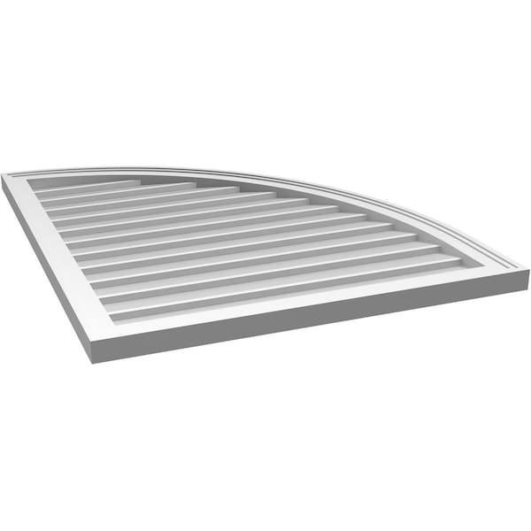 Ekena Millwork Quarter Round Top Right Surface Mount PVC Gable Vent w/ 2"W x 1-1/2"P Brickmould Frame, 30"W x 36"H - GVPQR30X3602SN