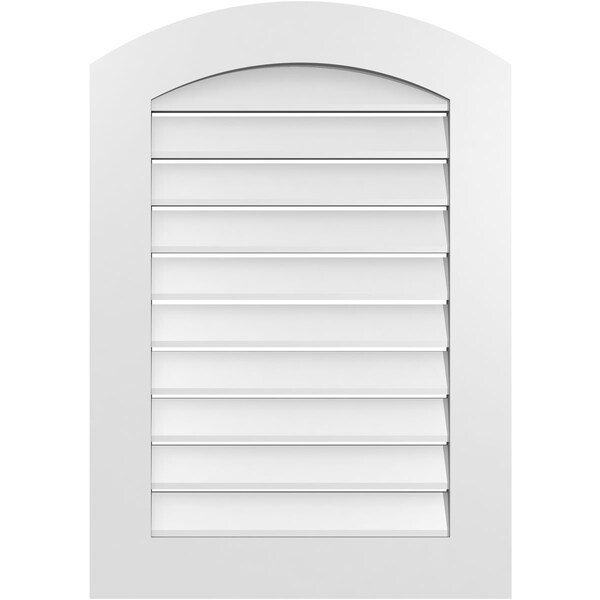 Ekena Millwork Arch Top Surface Mount PVC Gable Vent: Non-Functional, w/ 3-1/2"W x 1"P Standard Frame, 24"W x 32"H - GVPAR24X3201SN