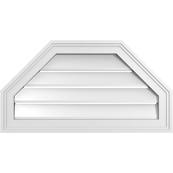 Ekena Millwork Octagonal Top Surface Mount PVC Gable Vent w/ 2"W x 1-1/2"P Brickmould Frame, 26"W x 14"H - GVPOT26X1402SF