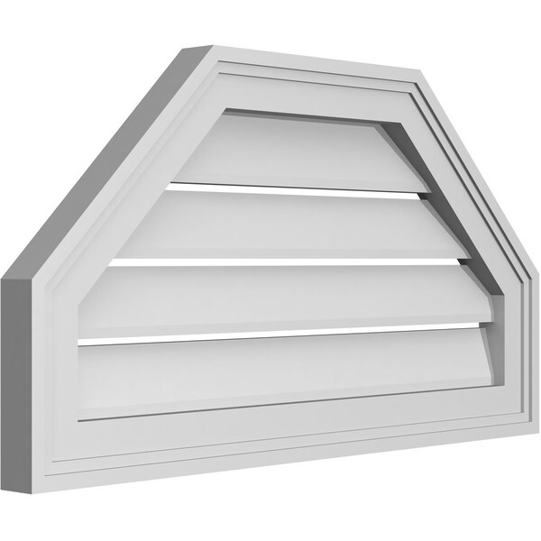 Ekena Millwork Octagonal Top Surface Mount PVC Gable Vent w/ 2"W x 1-1/2"P Brickmould Frame, 26"W x 14"H - GVPOT26X1402SF