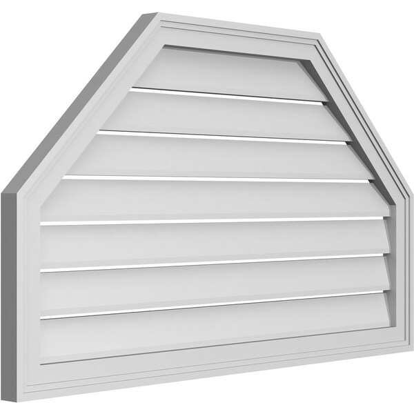 Ekena Millwork Octagonal Top Surface Mount PVC Gable Vent w/ 2"W x 1-1/2"P Brickmould Frame, 40"W x 24"H - GVPOT40X2402SF