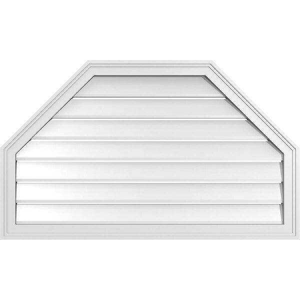 Ekena Millwork Octagonal Top Surface Mount PVC Gable Vent w/ 2"W x 1-1/2"P Brickmould Frame, 40"W x 24"H - GVPOT40X2402SF