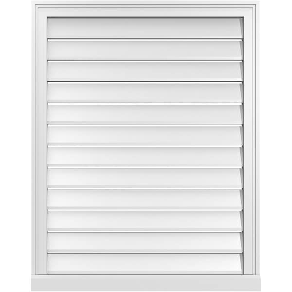Ekena Millwork Vertical Surface Mount PVC Gable Vent: Functional, w/ 2"W x 2"P Brickmould Sill Frame, 30"W x 38"H - GVPVE30X3803SF