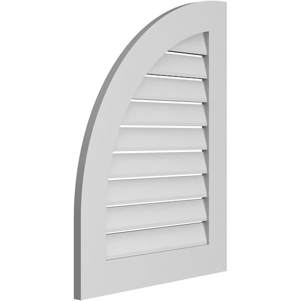 Ekena Millwork Quarter Round Top Left Surface Mount PVC Gable Vent w/ 3-1/2"W x 1"P Standard Frame, 24"W x 32"H - GVPQL24X3201SF
