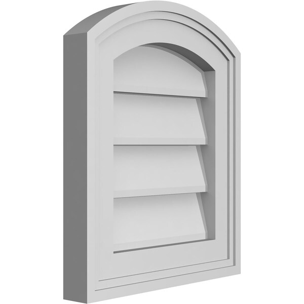 Ekena Millwork Arch Top Surface Mount PVC Gable Vent: Functional, w/ 2"W x 1-1/2"P Brickmould Frame, 12"W x 14"H - GVPAR12X1402SF