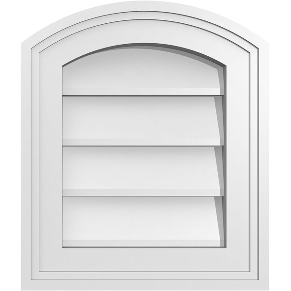 Ekena Millwork Arch Top Surface Mount PVC Gable Vent: Functional, w/ 2"W x 1-1/2"P Brickmould Frame, 12"W x 14"H - GVPAR12X1402SF