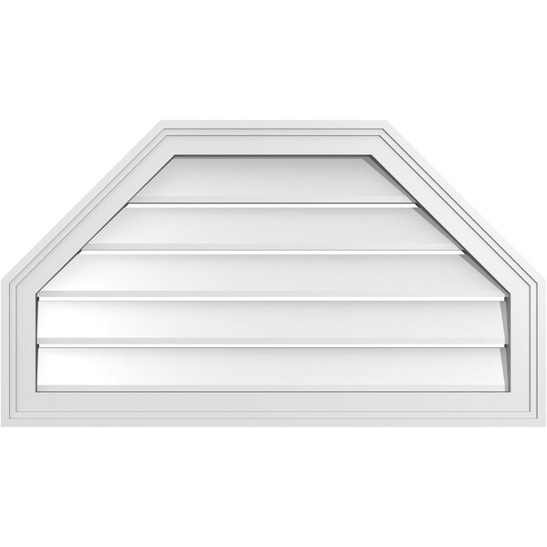 Ekena Millwork Octagonal Top Surface Mount PVC Gable Vent w/ 2"W x 1-1/2"P Brickmould Frame, 32"W x 18"H - GVPOT32X1802SF