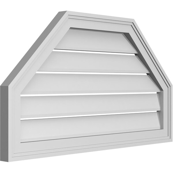 Ekena Millwork Octagonal Top Surface Mount PVC Gable Vent w/ 2"W x 1-1/2"P Brickmould Frame, 32"W x 18"H - GVPOT32X1802SF