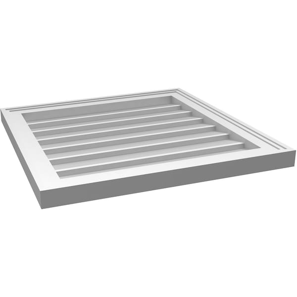 Ekena Millwork Vertical Surface Mount PVC Gable Vnt: Non-Functional, w/2"W x 1-1/2"H, Brickmould Frame, 22"W x 22"H - GVPVE22X2202SN