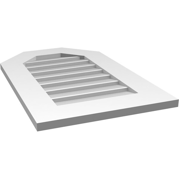 Ekena Millwork Octagonal Top Surface Mount PVC Gable Vent w/ 3-1/2"W x 1"P Standard Frame, 18"W x 28"H - GVPOT18X2801SN