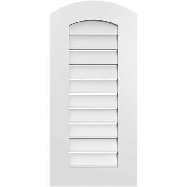 Ekena Millwork Arch Top Surface Mount PVC Gable Vent: Non-Functional, w/ 3-1/2"W x 1"P Standard Frame, 16"W x 32"H - GVPAR16X3201SN