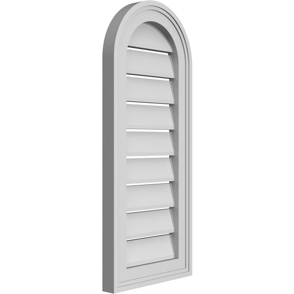 Ekena Millwork Round Top Surface Mount PVC Gable Vent: Functional, w/ 2"W x 1-1/2"P Brickmould Frame, 12"W x 28"H - GVPRT12X2802SF