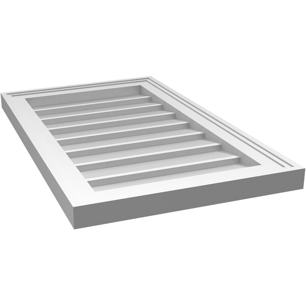 Ekena Millwork Vertical Surface Mount PVC Gable Vnt: Non-Functional, w/2"W x 1-1/2"H, Brickmould Frame, 16"W x 26"H - GVPVE16X2602SN
