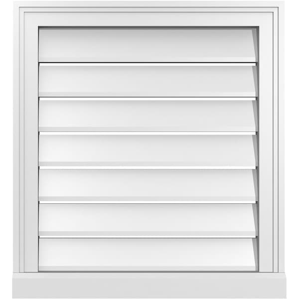 Ekena Millwork Vertical Surface Mount PVC Gable Vent: Functional, w/ 2"W x 2"P Brickmould Sill Frame, 22"W x 24"H - GVPVE22X2403SF