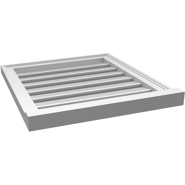 Ekena Millwork Vertical Surface Mount PVC Gable Vent: Functional, w/ 2"W x 2"P Brickmould Sill Frame, 22"W x 24"H - GVPVE22X2403SF