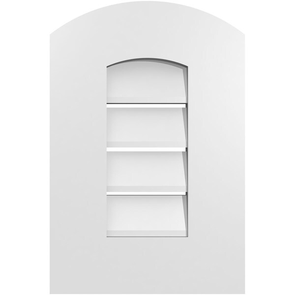 Ekena Millwork Arch Top Surface Mount PVC Gable Vent: Non-Functional, w/ 3-1/2"W x 1"P Standard Frame, 12"W x 16"H - GVPAR12X1601SN