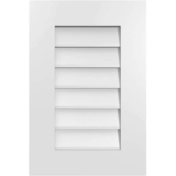 Ekena Millwork Vertical Surface Mount PVC Gable Vent: Non-Functional, w/ 3-1/2"W x 1"P Standard Frame, 16"W x 24"H - GVPVE16X2401SN
