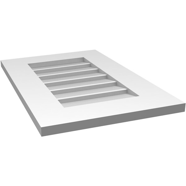 Ekena Millwork Vertical Surface Mount PVC Gable Vent: Non-Functional, w/ 3-1/2"W x 1"P Standard Frame, 16"W x 24"H - GVPVE16X2401SN