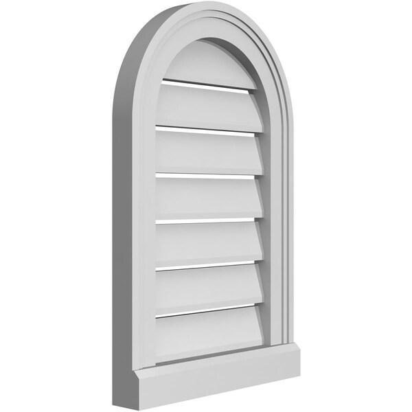 Ekena Millwork Round Top Surface Mount PVC Gable Vent: Functional, w/ 2"W x 2"P Brickmould Sill Frame, 14"W x 22"H - GVPRT14X2203SF