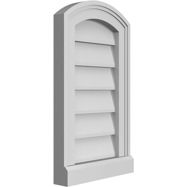 Ekena Millwork Arch Top Surface Mount PVC Gable Vent: Functional, w/ 2"W x 2"P Brickmould Sill Frame, 12"W x 20"H - GVPAR12X2003SF