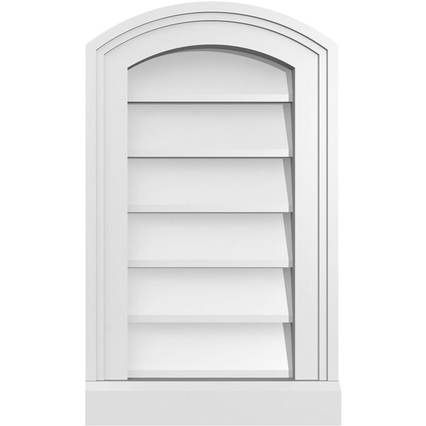Ekena Millwork Arch Top Surface Mount PVC Gable Vent: Functional, w/ 2"W x 2"P Brickmould Sill Frame, 12"W x 20"H - GVPAR12X2003SF