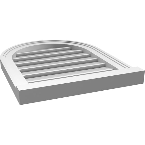 Ekena Millwork Round Top Surface Mount PVC Gable Vent: Functional, w/ 2"W x 2"P Brickmould Sill Frame, 18"W x 22"H - GVPRT18X2203SF