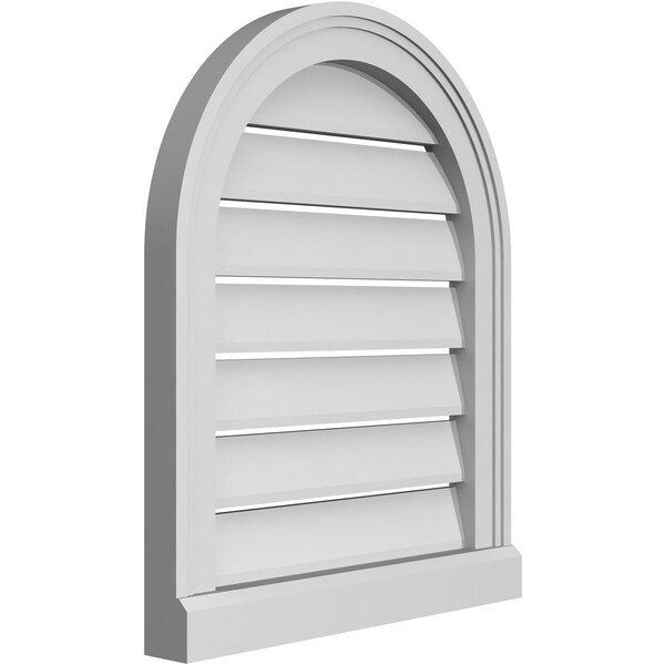 Ekena Millwork Round Top Surface Mount PVC Gable Vent: Functional, w/ 2"W x 2"P Brickmould Sill Frame, 18"W x 22"H - GVPRT18X2203SF