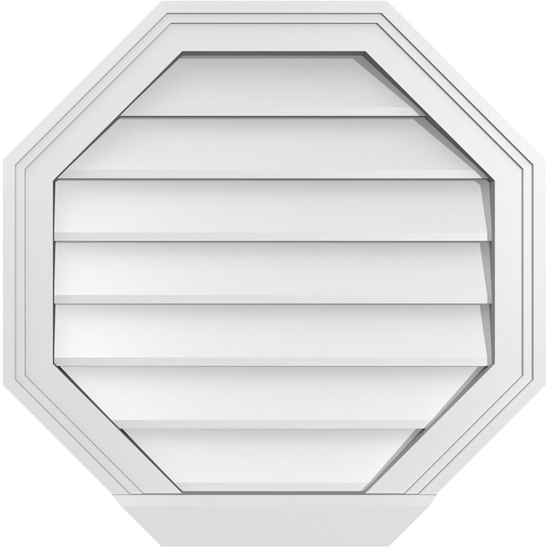 Ekena Millwork Octagonal Surface Mount PVC Gable Vent w/ 2"W x 2"P Brickmould Sill Frame, 22"W x 22"H - GVPOC22X2203SN