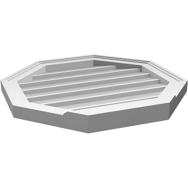 Ekena Millwork Octagonal Surface Mount PVC Gable Vent w/ 2"W x 2"P Brickmould Sill Frame, 22"W x 22"H - GVPOC22X2203SN