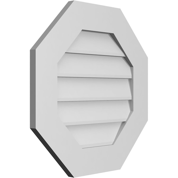 Ekena Millwork Octagonal Surface Mount PVC Gable Vent: Non-Functional, w/ 3-1/2"W x 1"P Standard Frame, 22"W x 22"H - GVPOC22X2201SN