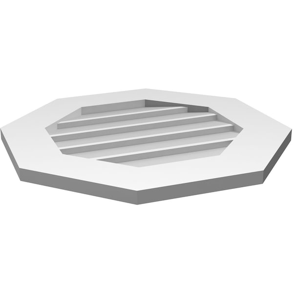 Ekena Millwork Octagonal Surface Mount PVC Gable Vent: Non-Functional, w/ 3-1/2"W x 1"P Standard Frame, 22"W x 22"H - GVPOC22X2201SN