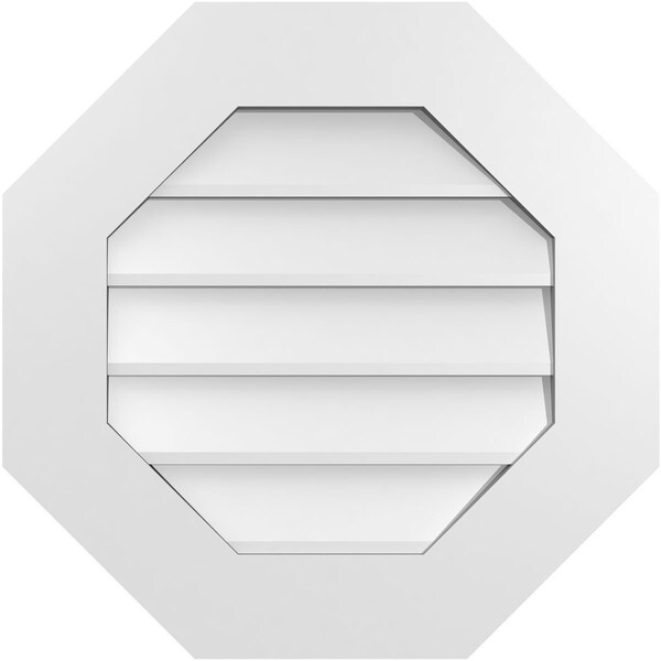 Ekena Millwork Octagonal Surface Mount PVC Gable Vent: Non-Functional, w/ 3-1/2"W x 1"P Standard Frame, 22"W x 22"H - GVPOC22X2201SN