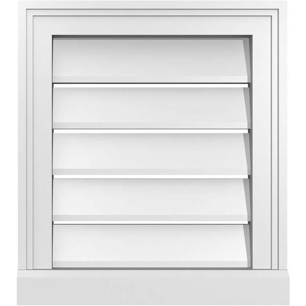 Ekena Millwork Vertical Surface Mount PVC Gable Vent: Functional, w/ 2"W x 2"P Brickmould Sill Frame, 16"W x 18"H - GVPVE16X1803SF