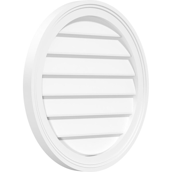 Ekena Millwork Round Surface Mount PVC Gable Vent: Non-Functional, w/ 2"W x 1-1/2"P Brickmould Frame, 16"W x 16"H - GVPRO16X1602SN
