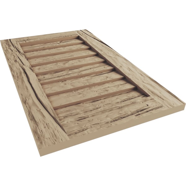 Ekena Millwork Timberthane Riverwood Vertical Faux Wood Non-Functional Gable Vent, Primed Tan, 22"W x 18"H - GVURVE22X18DRWPR