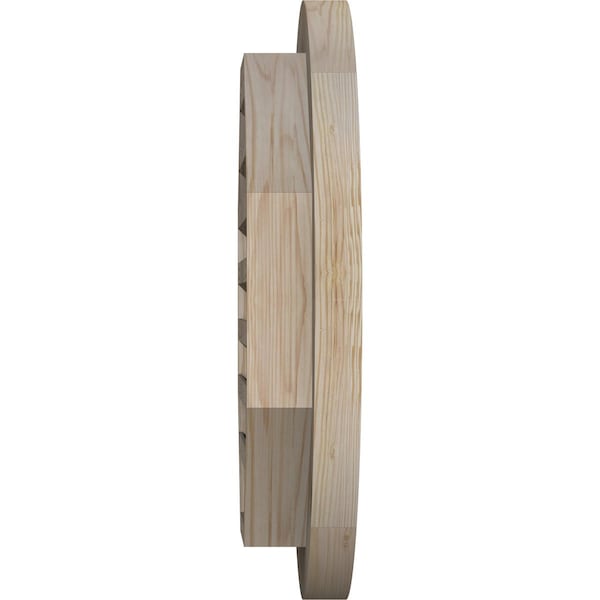 Ekena Millwork Round Gable Vent Unfinished, Functional, Pine Gable Vent w/ Brick Mould Face Frame, 14"W x 14"H - GVWRO14X1400SFUPI