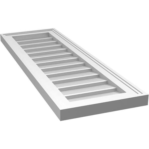 Ekena Millwork Vertical Surface Mount PVC Gable Vnt: Non-Functional, w/2"W x 1-1/2"H, Brickmould Frame, 12"W x 36"H - GVPVE12X3602SN