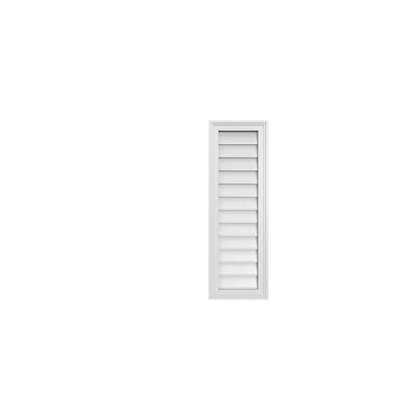 Ekena Millwork Vertical Surface Mount PVC Gable Vnt: Non-Functional, w/2"W x 1-1/2"H, Brickmould Frame, 12"W x 36"H - GVPVE12X3602SN