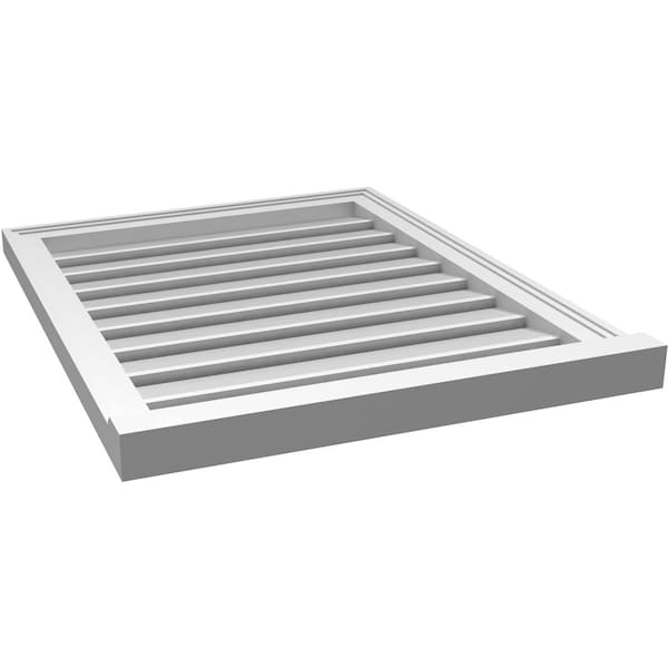 Ekena Millwork Vertical Surface Mount PVC Gable Vent: Functional, w/ 2"W x 2"P Brickmould Sill Frame, 24"W x 30"H - GVPVE24X3003SF