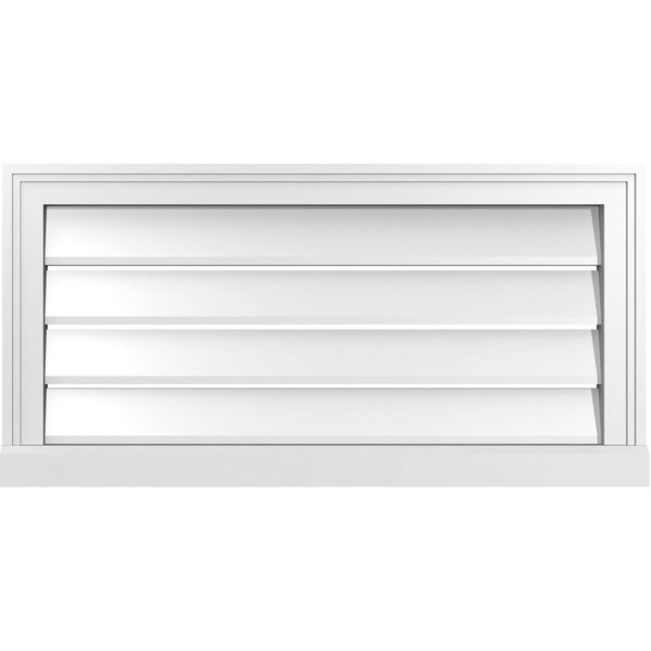 Ekena Millwork Vertical Surface Mount PVC Gable Vent: Functional, w/ 2"W x 2"P Brickmould Sill Frame, 32"W x 16"H - GVPVE32X1603SF