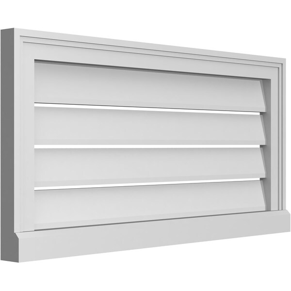 Ekena Millwork Vertical Surface Mount PVC Gable Vent: Functional, w/ 2"W x 2"P Brickmould Sill Frame, 32"W x 16"H - GVPVE32X1603SF