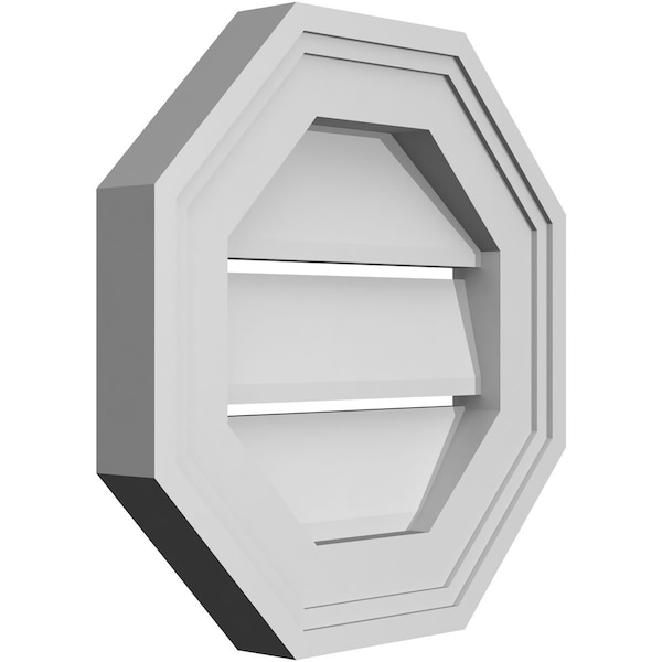 Ekena Millwork Octagonal Surface Mount PVC Gable Vent: Functional, w/ 2"W x 1-1/2"P Brickmould Frame, 12"W x 12"H - GVPOC12X1202SF