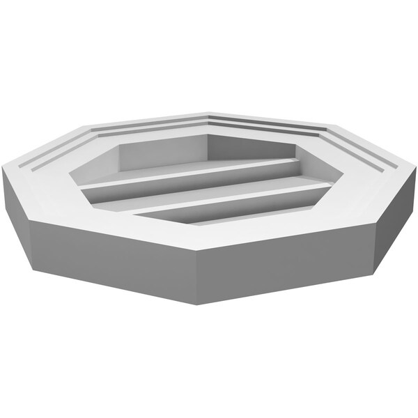 Ekena Millwork Octagonal Surface Mount PVC Gable Vent: Functional, w/ 2"W x 1-1/2"P Brickmould Frame, 12"W x 12"H - GVPOC12X1202SF