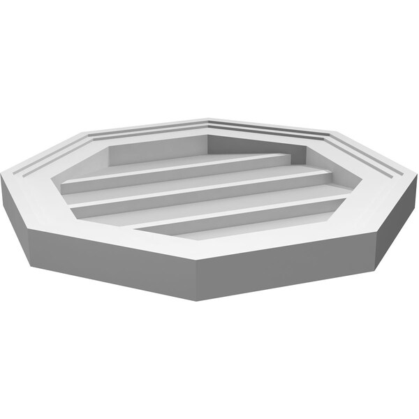 Ekena Millwork Octagonal Surface Mount PVC Gable Vent w/ 2"W x 1-1/2"P Brickmould Frame, 16"W x 16"H - GVPOC16X1602SN