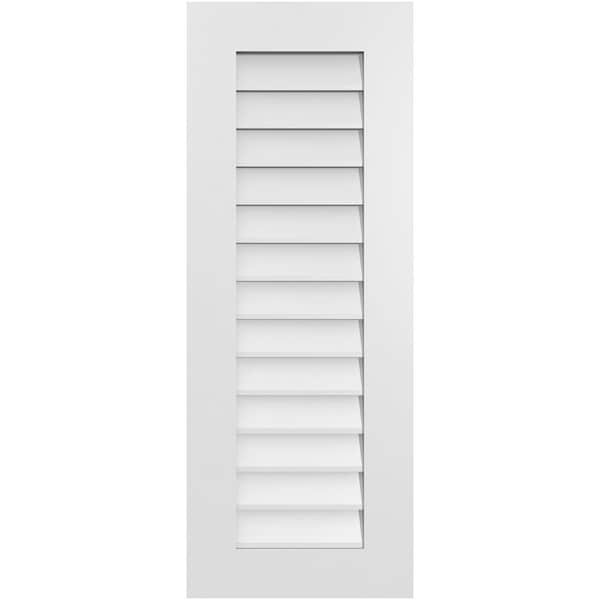 Ekena Millwork Vertical Surface Mount PVC Gable Vent: Non-Functional, w/ 3-1/2"W x 1"P Standard Frame, 16"W x 42"H - GVPVE16X4201SN