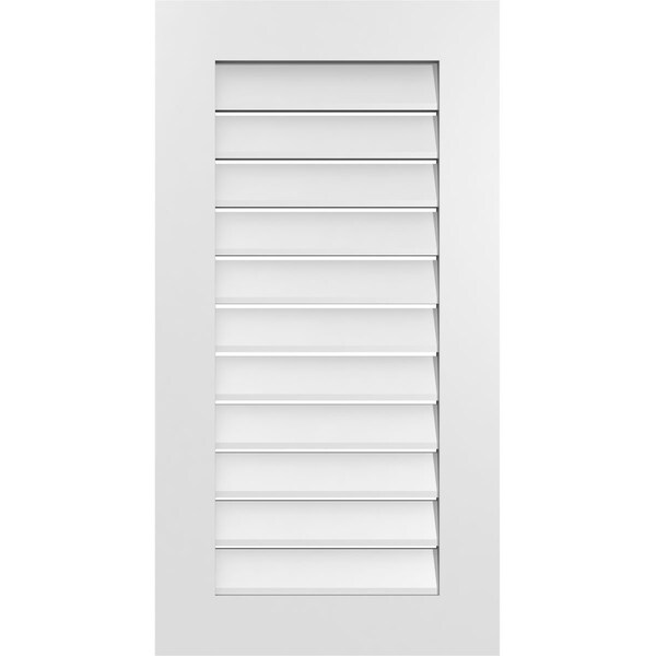 Ekena Millwork Vertical Surface Mount PVC Gable Vent: Functional, w/ 3-1/2"W x 1"P Standard Frame, 20"W x 38"H - GVPVE20X3801SF