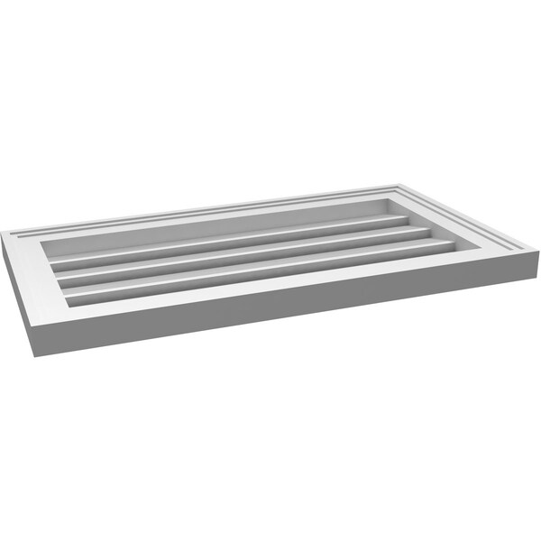 Ekena Millwork Vertical Surface Mount PVC Gable Vent: Functional, w/ 2"W x 1-1/2"P Brickmould Frame, 26"W x 14"H - GVPVE26X1402SF