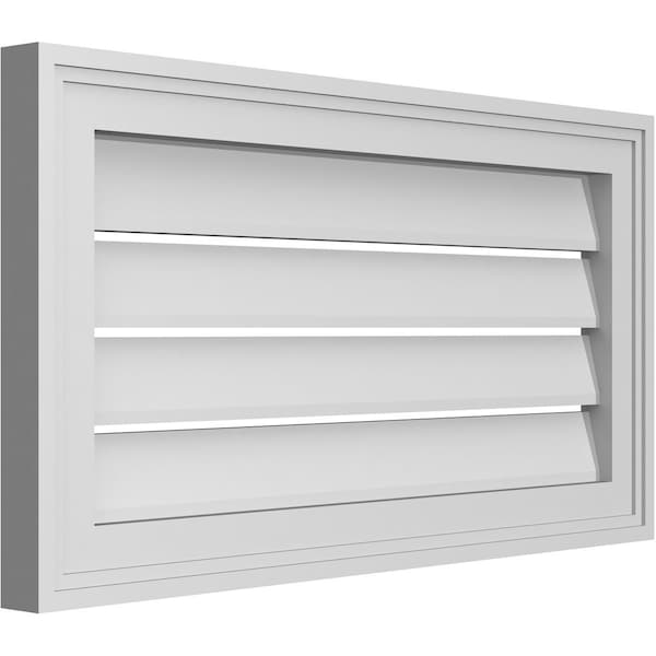 Ekena Millwork Vertical Surface Mount PVC Gable Vent: Functional, w/ 2"W x 1-1/2"P Brickmould Frame, 26"W x 14"H - GVPVE26X1402SF