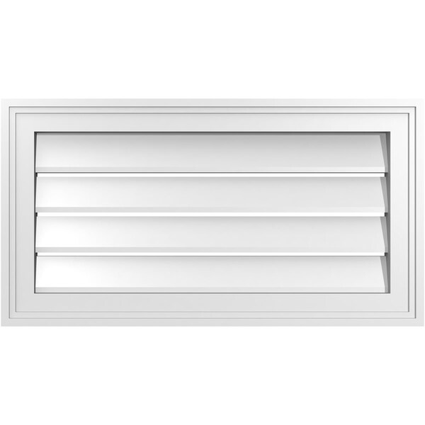 Ekena Millwork Vertical Surface Mount PVC Gable Vent: Functional, w/ 2"W x 1-1/2"P Brickmould Frame, 26"W x 14"H - GVPVE26X1402SF
