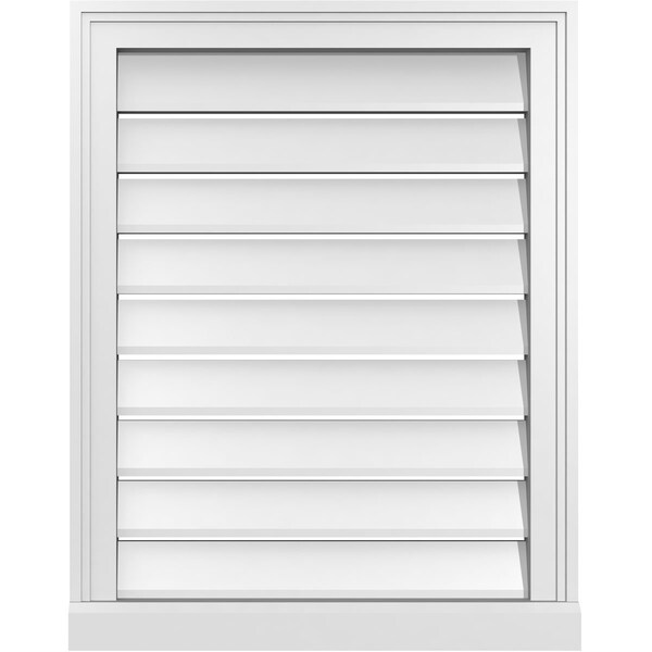 Ekena Millwork Vertical Surface Mount PVC Gable Vent: Functional, w/ 2"W x 2"P Brickmould Sill Frame, 22"W x 28"H - GVPVE22X2803SF
